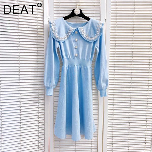 deat women stitching sequins slim knitted dress peter pan collar long sleeve elastic waist fashion spring summer mz749 210709, Black;gray
deat women stitching sequins slim knitted dress peter pan collar long sleeve elastic waist fashion spring summer mz749 210709, Black;gray