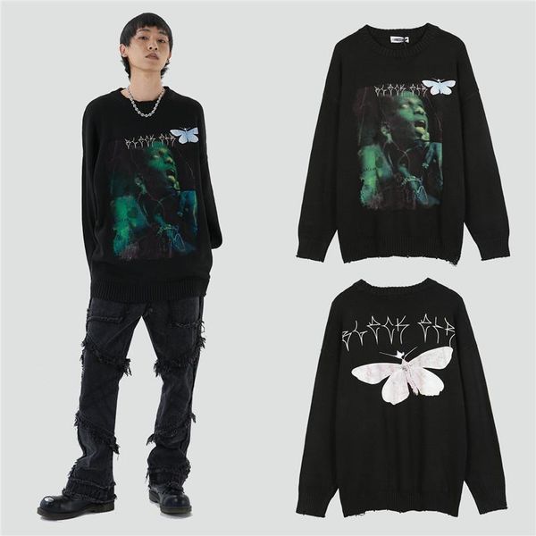 men's sweaters butterfly printed knitted sweater men women oversized couple hip hop streetwear gothic pullover vintage autumn winter, White;black
men's sweaters butterfly printed knitted sweater men women oversized couple hip hop streetwear gothic pullover vintage autumn winter, White;black