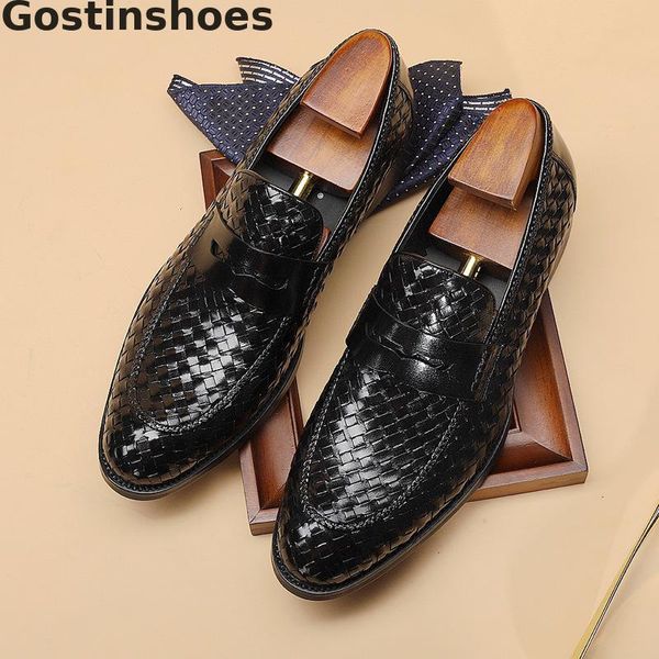 dress shoes black brown men leather genuine hand woven luxury slip-on pointed toe formal
dress shoes black brown men leather genuine hand woven luxury slip-on pointed toe formal