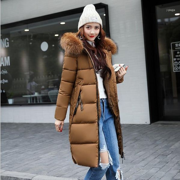 women's down & parkas 2021 winter women coat hooded long warm jacket slim fit plus size parka female big fur collar thick fr10011, Black 
women's down & parkas 2021 winter women coat hooded long warm jacket slim fit plus size parka female big fur collar thick fr10011, Black