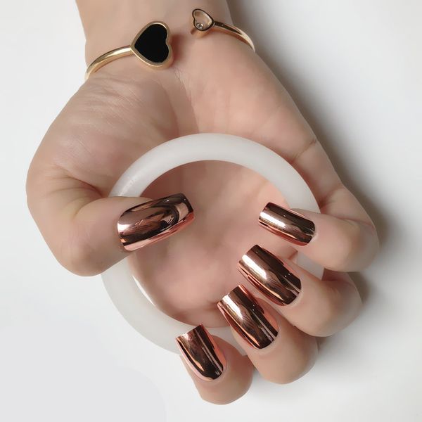 24pcs/kit rusty red long square flat head press on nails mirror metal false nails design long false nail sticker s26-12, Red;gold
24pcs/kit rusty red long square flat head press on nails mirror metal false nails design long false nail sticker s26-12, Red;gold