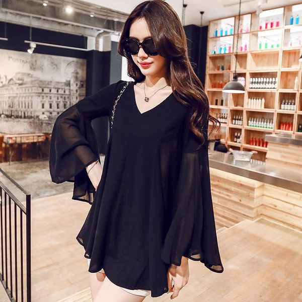 summer black flare sleeve patchwork chiffon blouse v-neck loose plus size women clothing 4xl 5xl women's blouses & shirts, White
summer black flare sleeve patchwork chiffon blouse v-neck loose plus size women clothing 4xl 5xl women's blouses & shirts, White
