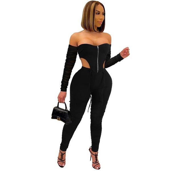 women's two piece pants women bodycon off shouder zipper patchwork mesh long sleeve ruched crop pencil party club 2 matching sets, White
women's two piece pants women bodycon off shouder zipper patchwork mesh long sleeve ruched crop pencil party club 2 matching sets, White