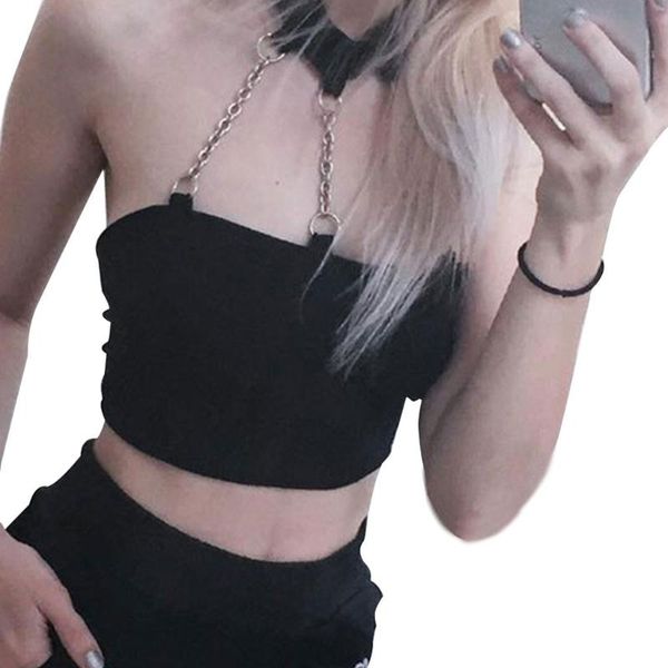 women's tanks & camis women gothic punk halter neck crop tube choker metal chain backless bandeau camisole harajuku slim vest, White
women's tanks & camis women gothic punk halter neck crop tube choker metal chain backless bandeau camisole harajuku slim vest, White