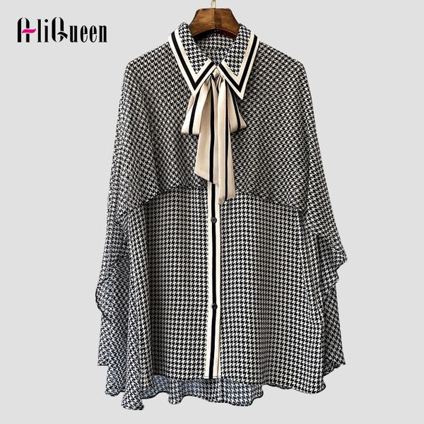 women vintage plaid print bow neck cloak shawl mulberry silk blouses elegant ladies black shirt female blouse plus size 2xl, White
women vintage plaid print bow neck cloak shawl mulberry silk blouses elegant ladies black shirt female blouse plus size 2xl, White