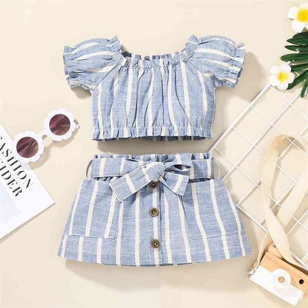 summer children sets casual short sleeve blue striped t-shirt bow sashes single breasted skirt 2pcs girls boys clothes set 210629, White
summer children sets casual short sleeve blue striped t-shirt bow sashes single breasted skirt 2pcs girls boys clothes set 210629, White