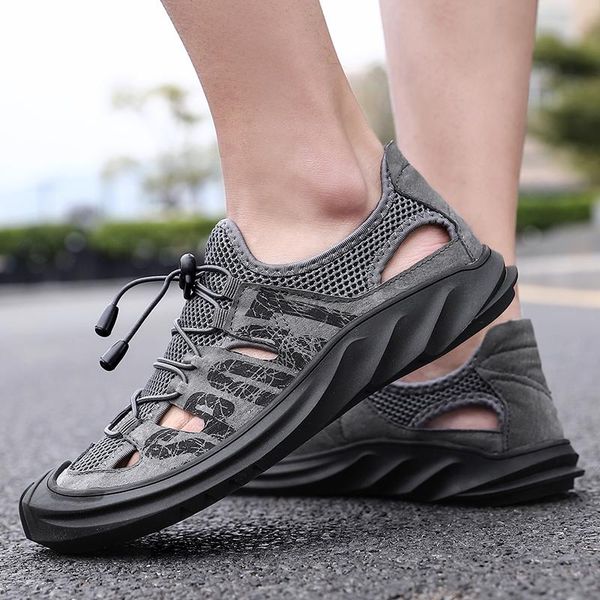 sandals men's fashion breathable leisure beach summer men shoes leather mesh outdoor splicing size 38-48, Black
sandals men's fashion breathable leisure beach summer men shoes leather mesh outdoor splicing size 38-48, Black