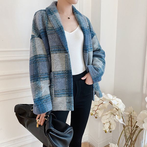 women's wool & blends coats autumn and winter women coat blend plaid long sleeve loose fashion buttons pockets ja nscp, Black
women's wool & blends coats autumn and winter women coat blend plaid long sleeve loose fashion buttons pockets ja nscp, Black