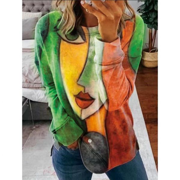 women's t-shirt fashion women casual long sleeve straight type loose female t shirt o-neck printed patchwork lady pullover, White
women's t-shirt fashion women casual long sleeve straight type loose female t shirt o-neck printed patchwork lady pullover, White