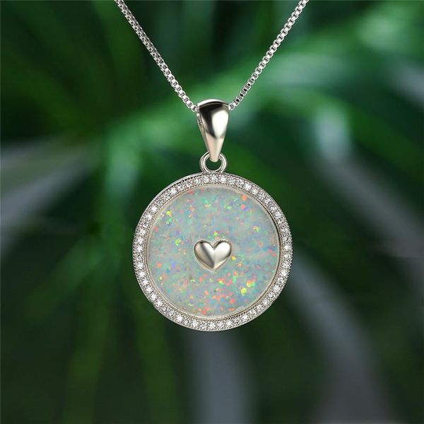 pendant necklaces luxury female round opal necklace dainty crystal heart wedding rose gold silver color chain for women
pendant necklaces luxury female round opal necklace dainty crystal heart wedding rose gold silver color chain for women