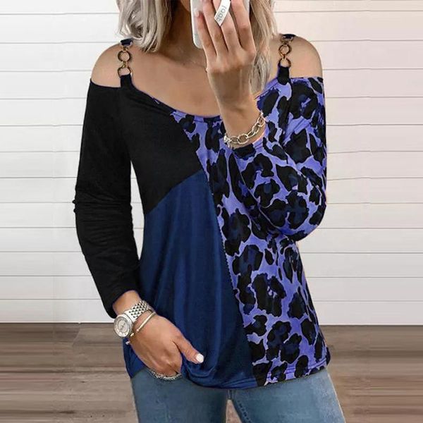 women's blouses & shirts 2022 spring vintage leopard print patchwork women off shoulder chain strap autumn long sleeve loose pullover, White
women's blouses & shirts 2022 spring vintage leopard print patchwork women off shoulder chain strap autumn long sleeve loose pullover, White