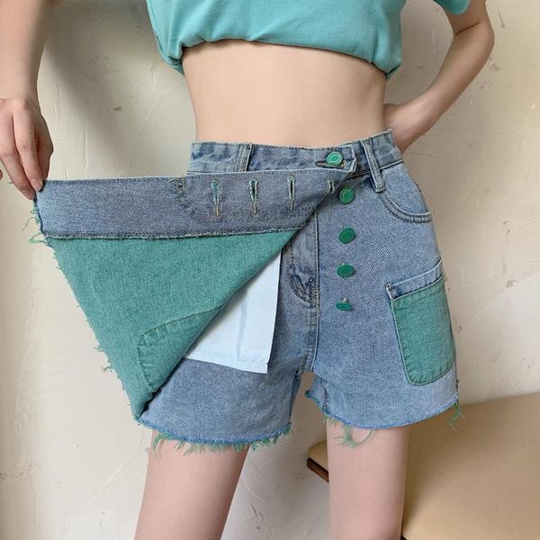 women's shorts single-breasted high waist patchwork denim skirts women fashion spring summer korean style loose short jeans female, White;black
women's shorts single-breasted high waist patchwork denim skirts women fashion spring summer korean style loose short jeans female, White;black