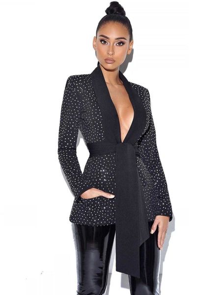 women winter fashion long sleeve belt celebrity black blazer coat designer outwear jacket 210527, White;black
women winter fashion long sleeve belt celebrity black blazer coat designer outwear jacket 210527, White;black