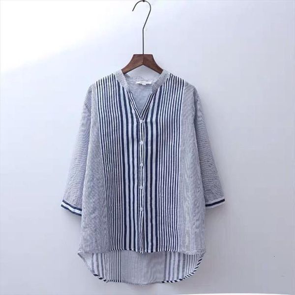 summer arts style 3 4 womens shirt sleeve v neck casual cotton linen striped vintage shirts femme loose m83, White
summer arts style 3 4 womens shirt sleeve v neck casual cotton linen striped vintage shirts femme loose m83, White