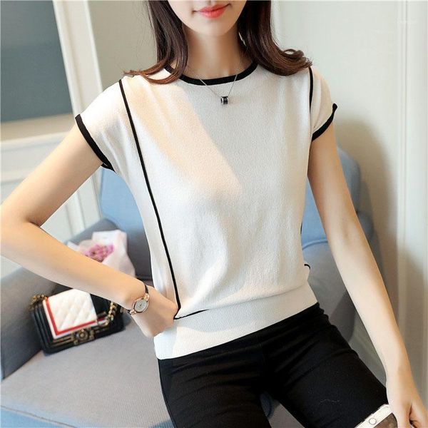 women's sweaters high fashion summer short sleeve pullover girls knitted drop knit pullovers 2021 quality black pull jumper, White;black
women's sweaters high fashion summer short sleeve pullover girls knitted drop knit pullovers 2021 quality black pull jumper, White;black