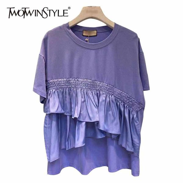 twowinsyle white patchwork ruffles casual shirt for women o neck short sleeve asymmetrical hem shirts female clothing 210524
twowinsyle white patchwork ruffles casual shirt for women o neck short sleeve asymmetrical hem shirts female clothing 210524