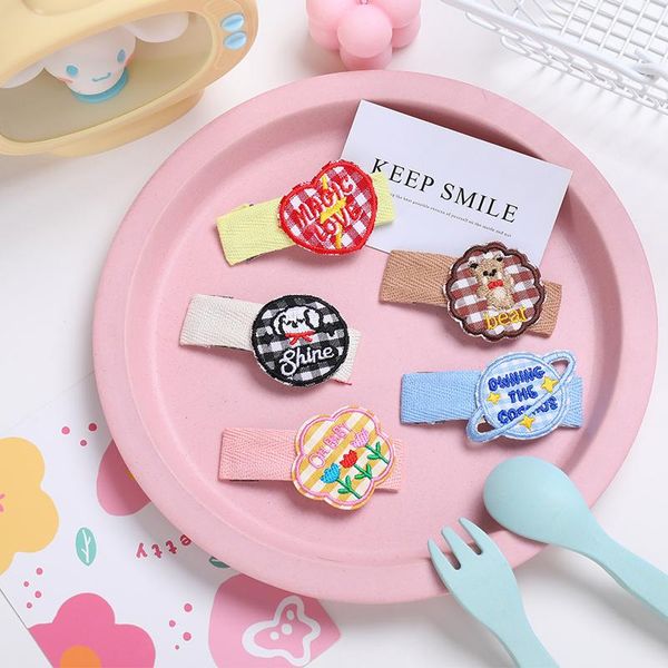 girls cute cartoon letter embroidery fabric hair clips baby lovely side hairpins barrettes headband fashion accessories, Slivery;white
girls cute cartoon letter embroidery fabric hair clips baby lovely side hairpins barrettes headband fashion accessories, Slivery;white