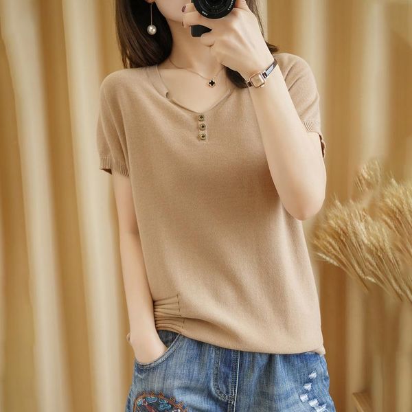 beliarstsummer 100% cotton short-sleeved women's v-neck collar pullover design sense female belt pocket retro t-shirt, White
beliarstsummer 100% cotton short-sleeved women's v-neck collar pullover design sense female belt pocket retro t-shirt, White