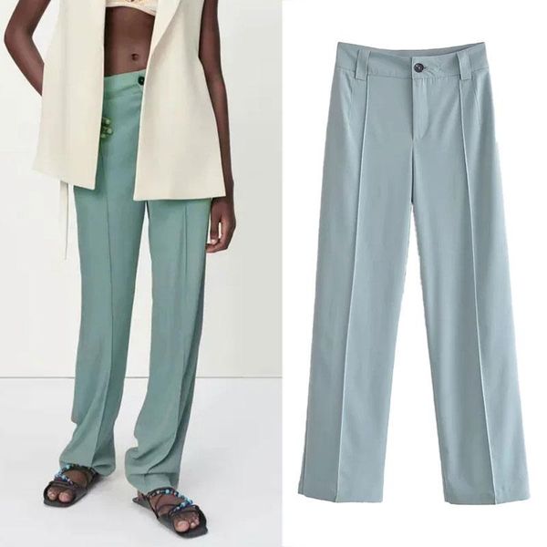 women's pants & capris za 2021 summer fashion high waist wide leg long loose female office elegant suit trousers casual clothing, Black;white
women's pants & capris za 2021 summer fashion high waist wide leg long loose female office elegant suit trousers casual clothing, Black;white