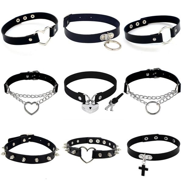 necklaces pendants 2021 punk pu leather lock key heart round spike rivet collar studded choker necklace body birthday party gift chocker jew, Silver
necklaces pendants 2021 punk pu leather lock key heart round spike rivet collar studded choker necklace body birthday party gift chocker jew, Silver