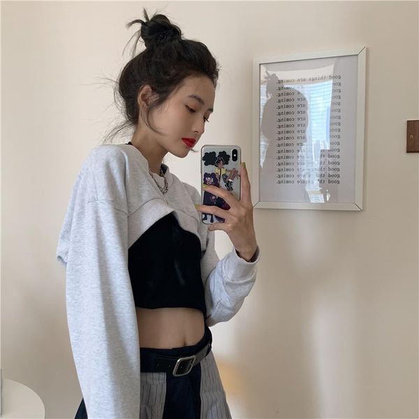women's hoodies & sweatshirts high waist half-cut belly button short long sleeve women weatshirt, Black
women's hoodies & sweatshirts high waist half-cut belly button short long sleeve women weatshirt, Black