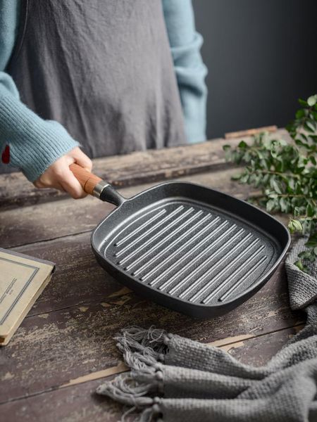 pans cast iron frying pan with wooden handle household striped steak pot thickened pure pig non-stick
pans cast iron frying pan with wooden handle household striped steak pot thickened pure pig non-stick