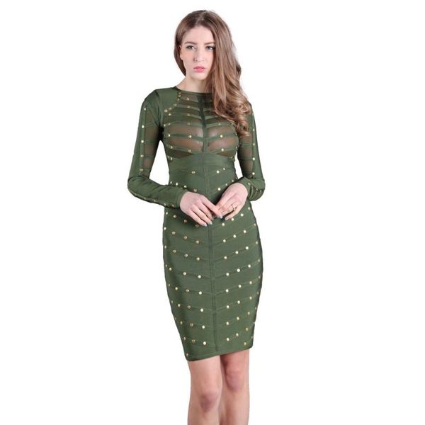 casual dresses d104 winter sheer army green long sleeve rivet bandage dress, Black;gray
casual dresses d104 winter sheer army green long sleeve rivet bandage dress, Black;gray