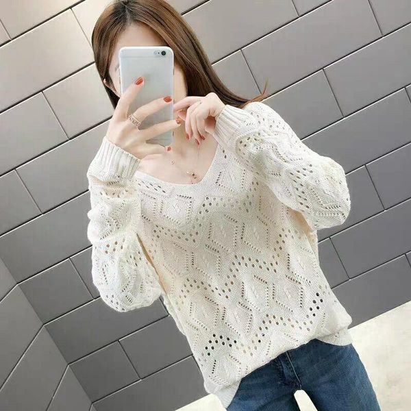 women's sweaters women v neck solid knitted casual sweater female fashion autumn winter pullover loose long sleeve jumpers, White;black
women's sweaters women v neck solid knitted casual sweater female fashion autumn winter pullover loose long sleeve jumpers, White;black