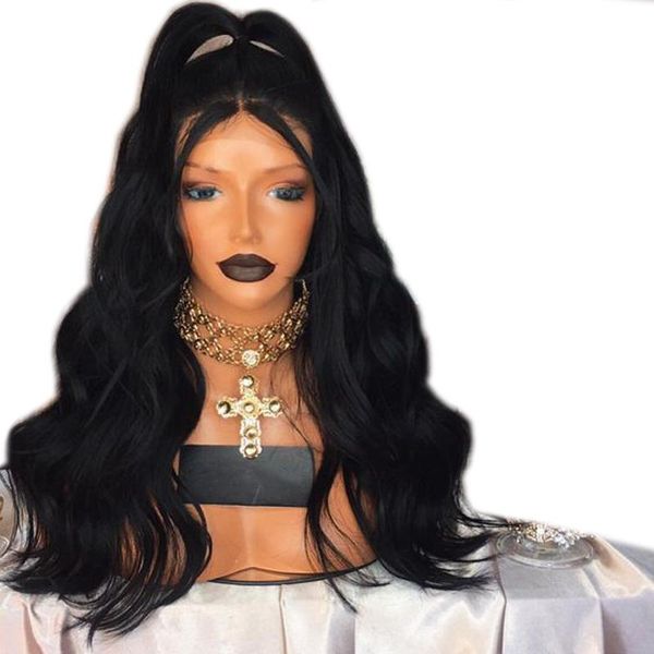 fashion middle part long wavy synthetic lace front wigs with baby hair heat resistant fiber water wave for women, Black
fashion middle part long wavy synthetic lace front wigs with baby hair heat resistant fiber water wave for women, Black