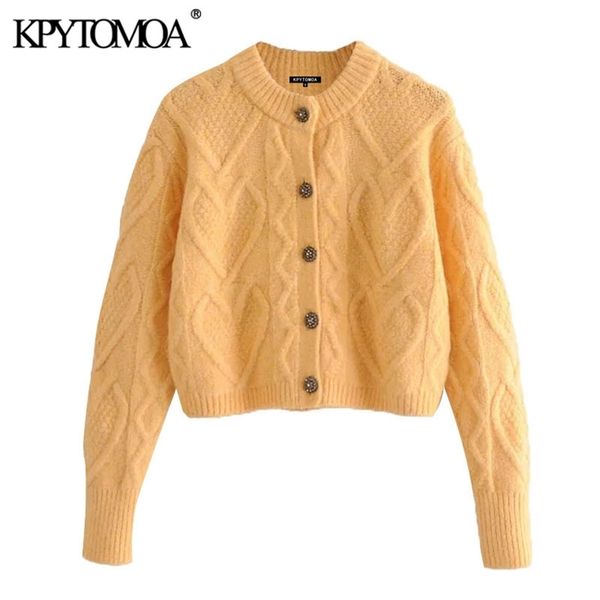 women fashion bejewelled button cropped cable-knit cardigan sweater long sleeve female outerwear chic 210420, White;black
women fashion bejewelled button cropped cable-knit cardigan sweater long sleeve female outerwear chic 210420, White;black