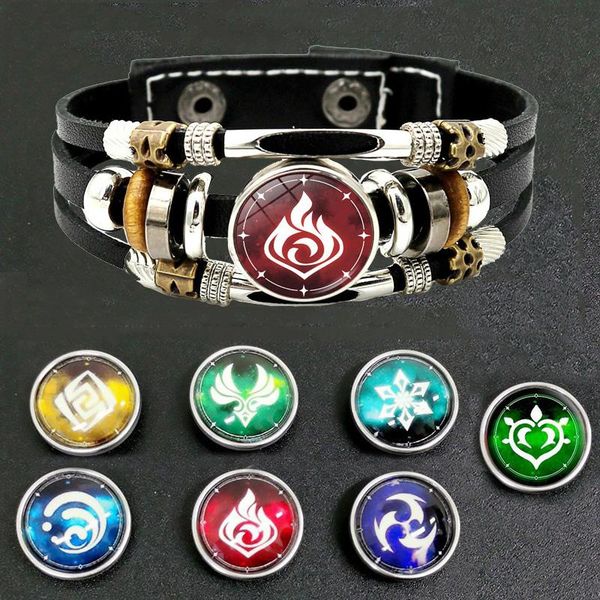 charm bracelets genshin impact anime bracelet men game eye of god fire luminous jewelry cosplay gift leather snap button, Golden;silver
charm bracelets genshin impact anime bracelet men game eye of god fire luminous jewelry cosplay gift leather snap button, Golden;silver