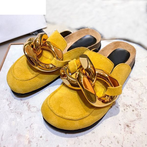 sandals runway flat closed toe half slippers women suede thick sole gold chain loafers lazy mules spring sweety colors casual shoe, Black
sandals runway flat closed toe half slippers women suede thick sole gold chain loafers lazy mules spring sweety colors casual shoe, Black