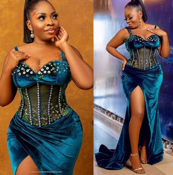 2021 plus size arabic aso ebi mermaid velvet prom dresses beaded crystals high split evening formal party second reception gowns dress zj366, Black
2021 plus size arabic aso ebi mermaid velvet prom dresses beaded crystals high split evening formal party second reception gowns dress zj366, Black