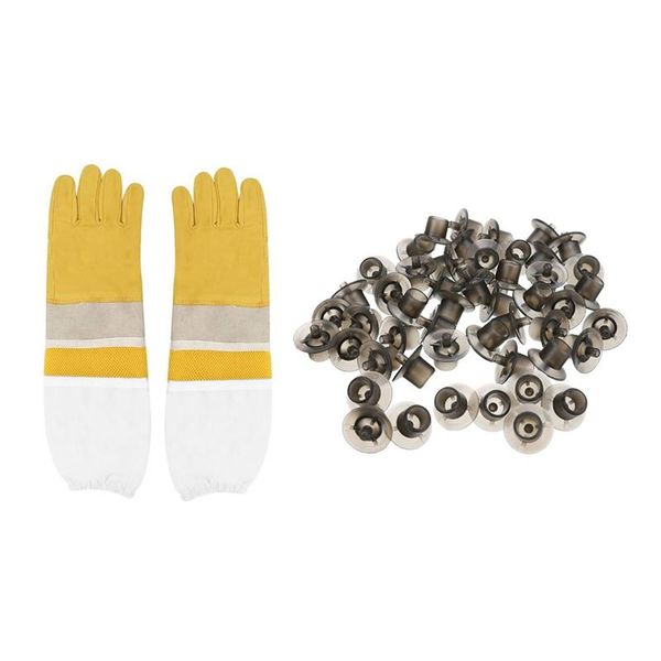 pair beekeeping gloves protective sleeves tools & 100 pcs plastic light rearing cell cup container tool storage bags
pair beekeeping gloves protective sleeves tools & 100 pcs plastic light rearing cell cup container tool storage bags