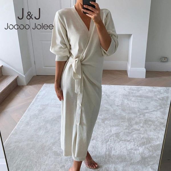jocoo jolee elegant lantern sleeve lace up split sweater dress women winter v neck long knitted party club robe casual dresses, Black;gray
jocoo jolee elegant lantern sleeve lace up split sweater dress women winter v neck long knitted party club robe casual dresses, Black;gray