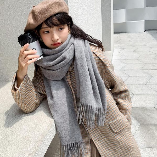 scarves pure wool scarf winter women's cashmere dual-use solid color long thick warm shawl four seasons pashmina keep present, Blue;gray
scarves pure wool scarf winter women's cashmere dual-use solid color long thick warm shawl four seasons pashmina keep present, Blue;gray