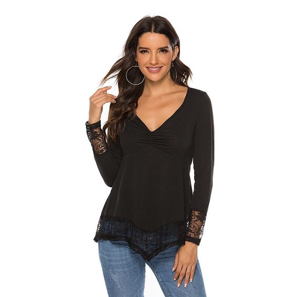 women's t-shirt 2021 women long sleeve loose t shirt summer ladies casual v-neck tees pure color lace patchwork, White
women's t-shirt 2021 women long sleeve loose t shirt summer ladies casual v-neck tees pure color lace patchwork, White