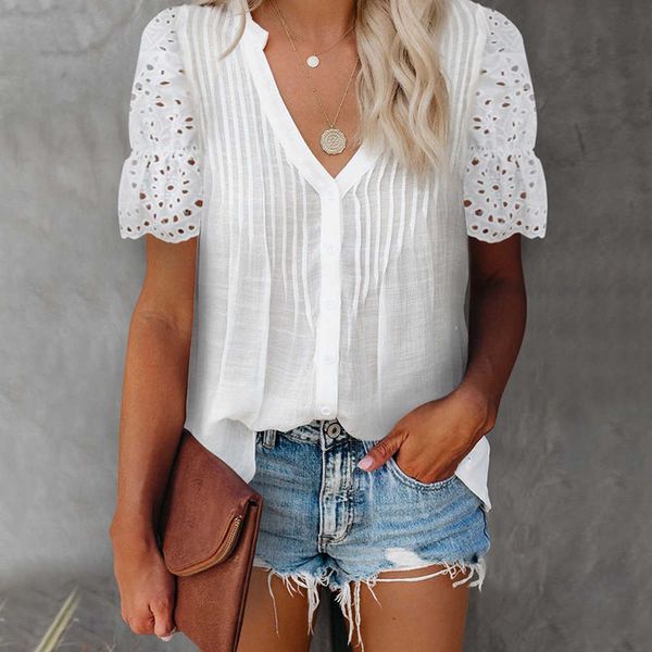 women's knits & tees fashion v-neck white lace patchwork womens and blouses 2021 summer casual office women tee shirt che
women's knits & tees fashion v-neck white lace patchwork womens and blouses 2021 summer casual office women tee shirt che