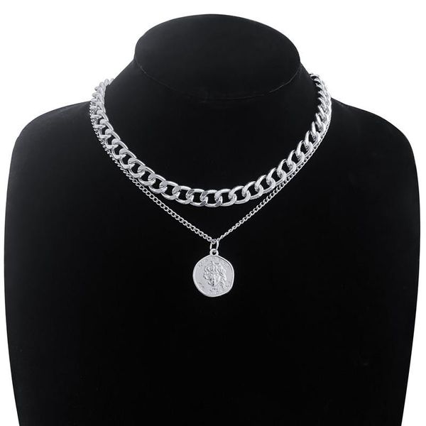chains vintage portrait pendant necklace for women multi-layer chunky necklaces winter clavicle statement jewelry, Silver
chains vintage portrait pendant necklace for women multi-layer chunky necklaces winter clavicle statement jewelry, Silver