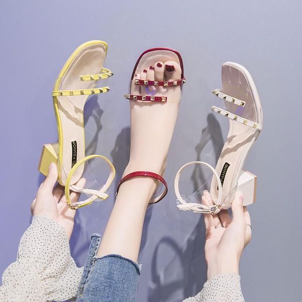 summer sandals women shoes woman clear transparent rivet buckle strap casual thick high heels ladies, Black
summer sandals women shoes woman clear transparent rivet buckle strap casual thick high heels ladies, Black