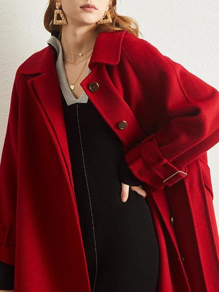 women's wool & blends 2021 autumn winter long straight women coat with belt european style classic camel covered button female overcoat, Black
women's wool & blends 2021 autumn winter long straight women coat with belt european style classic camel covered button female overcoat, Black