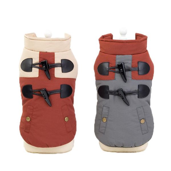 dog apparel chihuahua pet clothes warm cotton vest with horn buckle dogs winter clothing coat jacket