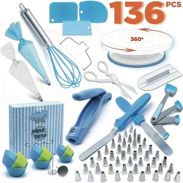 136-piece cake decorating turntable set mold mouth baking tool with piping bag nozzle reusable tools & pastry
136-piece cake decorating turntable set mold mouth baking tool with piping bag nozzle reusable tools & pastry