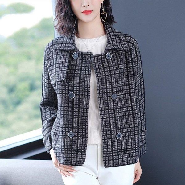 women's jackets women 2021 spring autumn fashion short plaid coats female long sleeve loose ladies buttons casual overcoats w291, Black;brown
women's jackets women 2021 spring autumn fashion short plaid coats female long sleeve loose ladies buttons casual overcoats w291, Black;brown