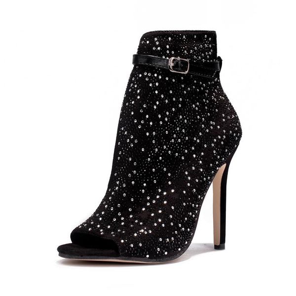 women's shoes european station fashion rhinestone hollow fish mouth sandals high heel, Black
women's shoes european station fashion rhinestone hollow fish mouth sandals high heel, Black