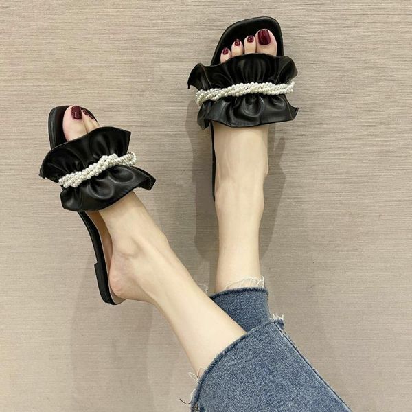 slippers 2021 summer women ruffles string bead female sweet outdoor soft bottom non-slip slides flip-flops, Black
slippers 2021 summer women ruffles string bead female sweet outdoor soft bottom non-slip slides flip-flops, Black