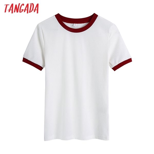 tangada women fashion patchwork white strethy t shirt vintage o neck short sleeve female tee mujer be504 210623
tangada women fashion patchwork white strethy t shirt vintage o neck short sleeve female tee mujer be504 210623