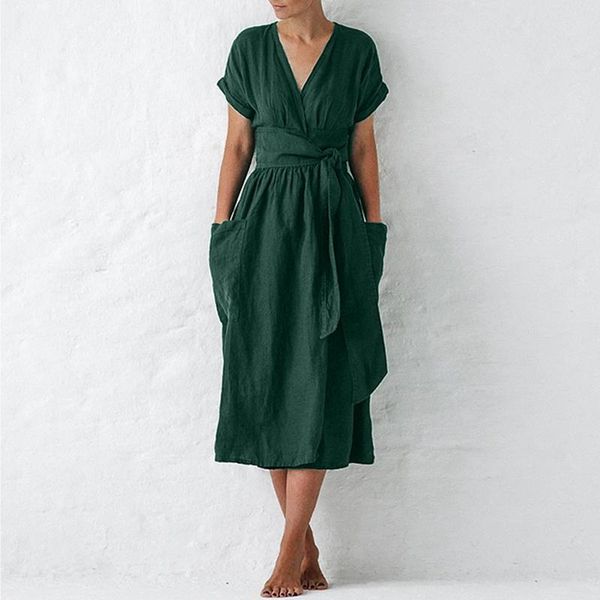 casual dresses solid v-neck dress women short sleeve pocket brief loose bandage summer long sukienki damskie #g4, Black;gray
casual dresses solid v-neck dress women short sleeve pocket brief loose bandage summer long sukienki damskie #g4, Black;gray