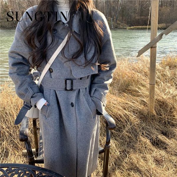 women's wool & blends sungtin korea loose thin woolen coat women with belt vintage casual warm long trench jacket female double breaste, Black
women's wool & blends sungtin korea loose thin woolen coat women with belt vintage casual warm long trench jacket female double breaste, Black
