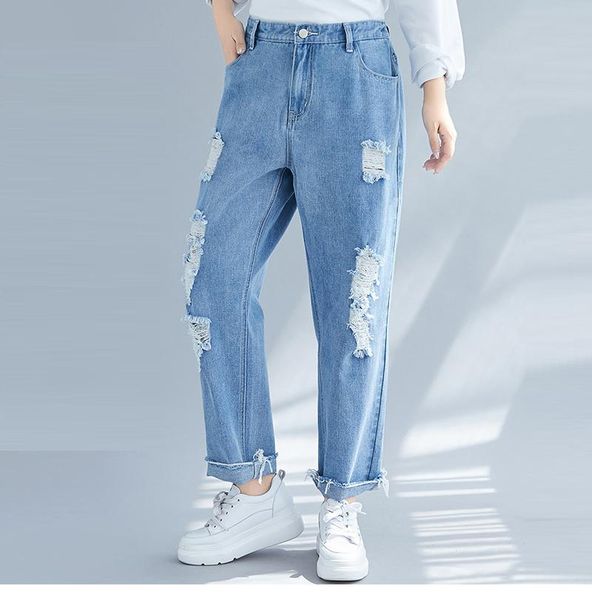 women's jeans women high waist pants elastic holes denim 4 season pencil ripped casual trousers 2021, Blue
women's jeans women high waist pants elastic holes denim 4 season pencil ripped casual trousers 2021, Blue
